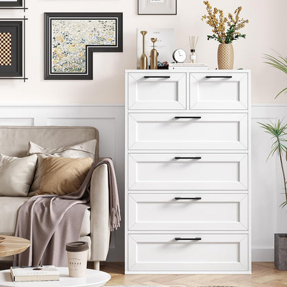 BOTLOG Tall White Dresser with 6 Drawers