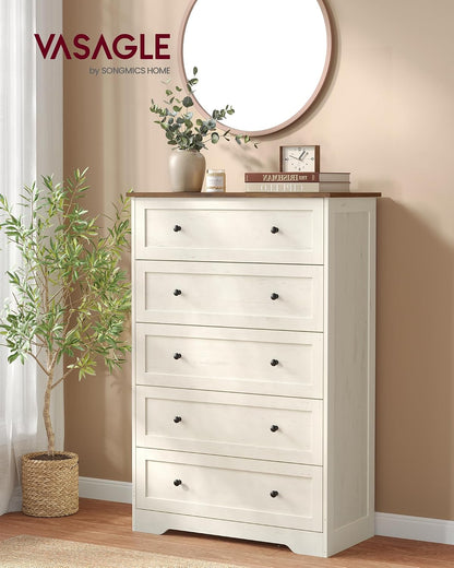 VASAGLE 5-Drawer Dresser, Chest of Drawers, 31.5 x 15.7 x 47.4 in