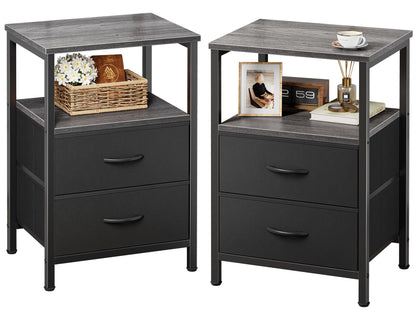 Huuger Night Stand Set of 2, Nightstand with 2 Drawers, Bedside Table