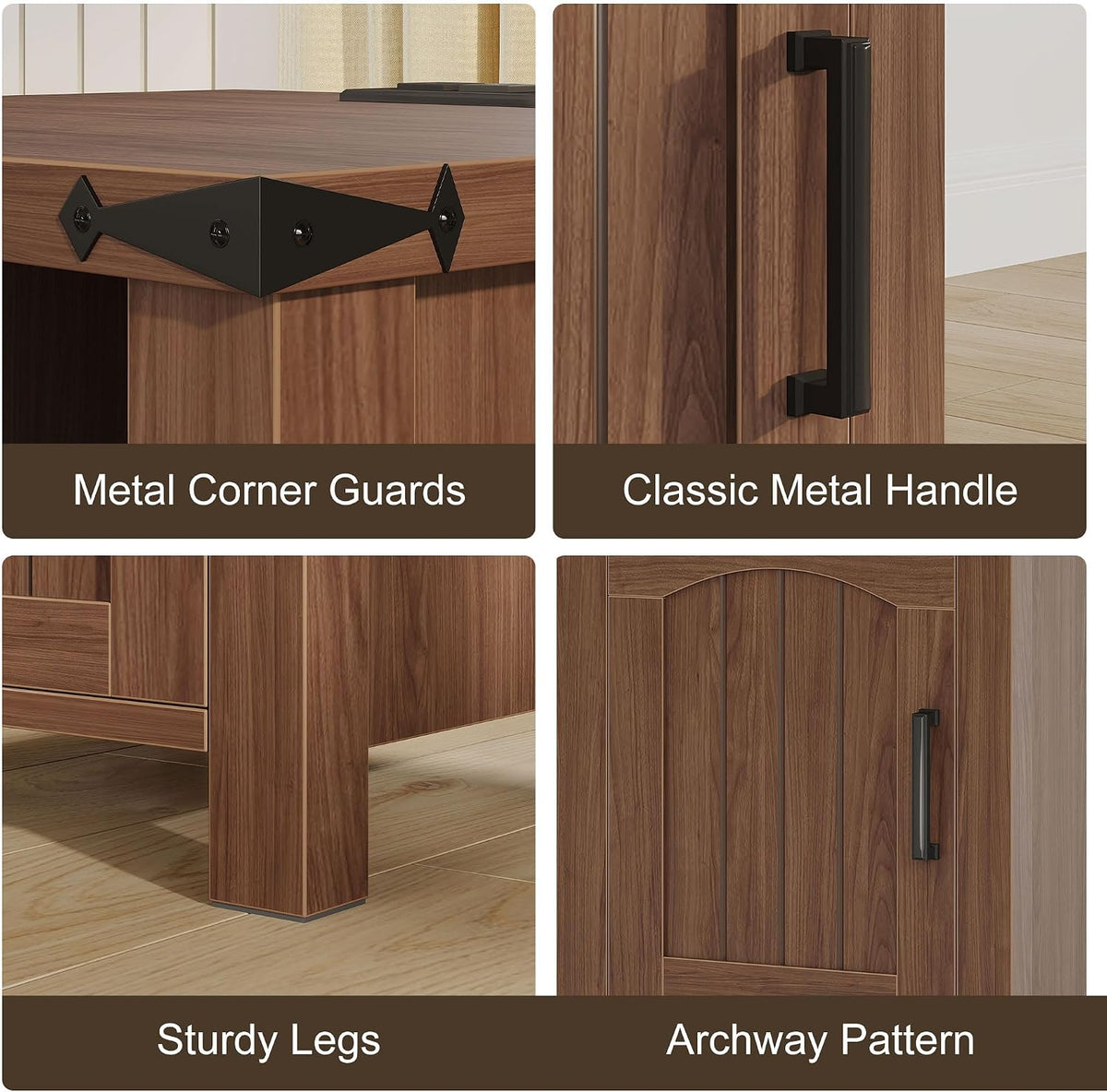 Decofy Farmhouse Nightstand with Charging Station, Set of 2,Walnut