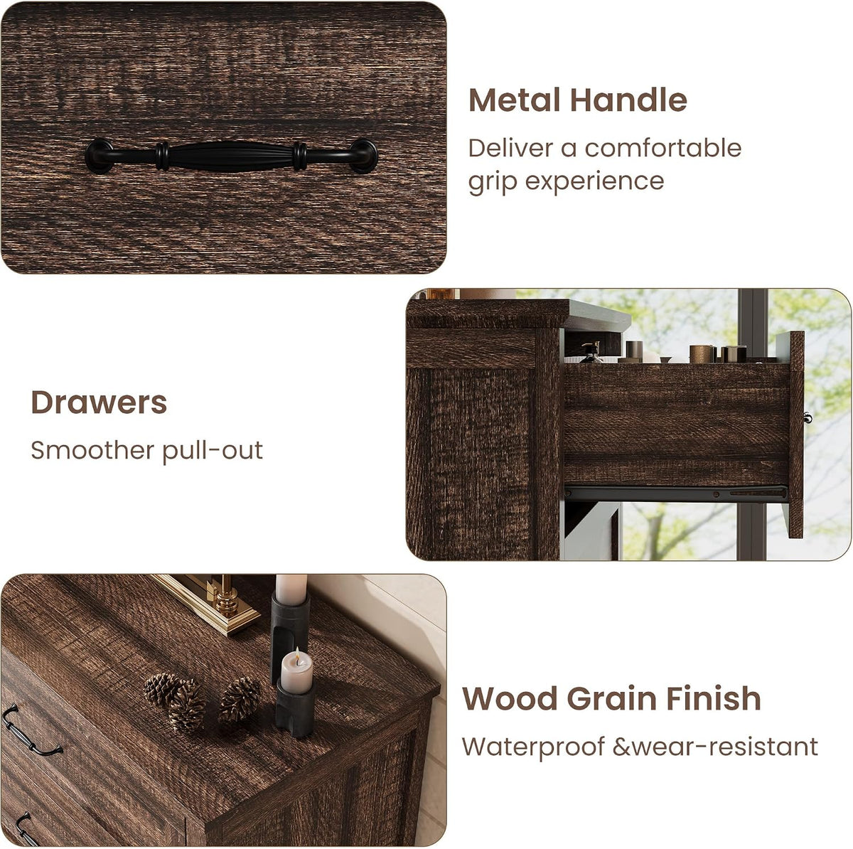 Garvee Brown 5 Modern Chest of Drawers Dresser with Storage for Bedroom