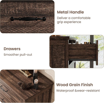 Garvee Brown 5 Modern Chest of Drawers Dresser with Storage for Bedroom