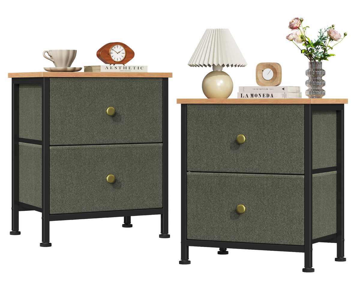 DUMOS Night Stand Small Dresser for Bedroom with 2 Drawers, Bedside Table