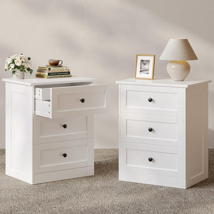 wanan Nightstands Set of 2 with Hidden Drawer, White