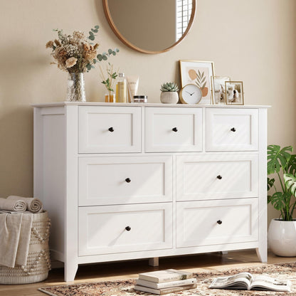 Garvee Grey 7-Drawer Dresser for Bedroom, 54" Entryway Storage Organizer