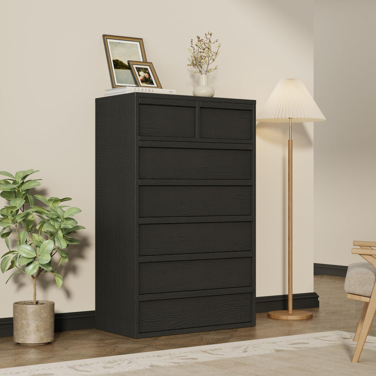 Garvee 7 Dresser for Bedroom 46.8" Tall Dresser with Storage Wooden, Walnut