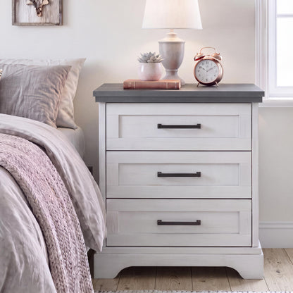 DUMOS Farmhouse Nightstand with Charging Station & USB Ports