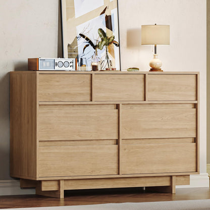 HOUROM Walnut Dresser for Bedroom, 59in Modern 9 Drawer Chest of Drawers