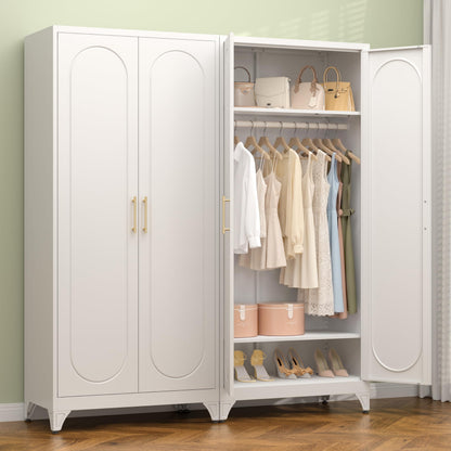 Polup 71" Metal Armoire Wardrobe Closet with Doors and Adjustable Shelves