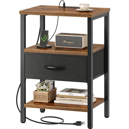 SUPERJARE Nightstand with Charging Station, USB-C Port, Bedside Table