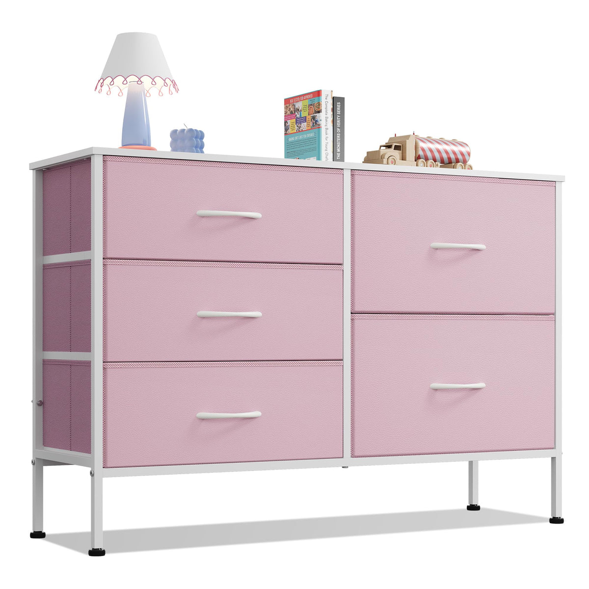 WLIVE Black Dresser for Bedroom, 5 Fabric Chest of Drawers