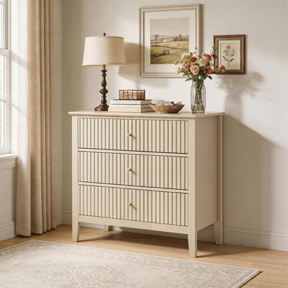 RoyalCraft 6 Drawer Dresser, Fluted Modern Wood Chest of Drawers, Long Dresser for Bedroom TV Stand Storage Cabinet for Living Room, Blue