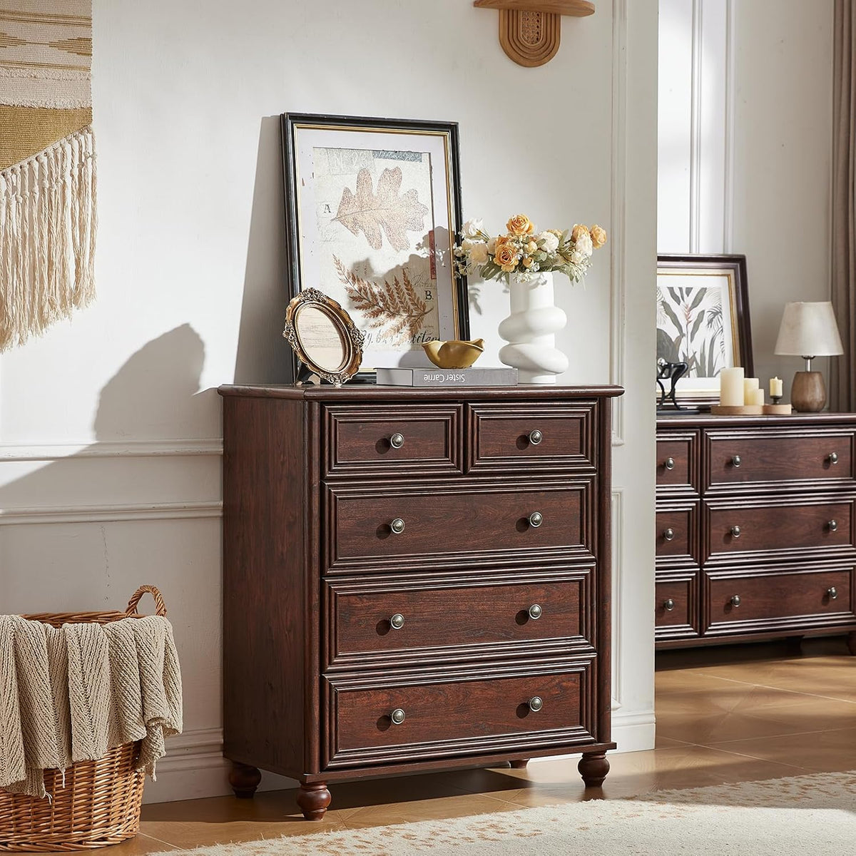 RWYHG Farmhouse 5 Drawer Dresser for Bedroom, 35.5" Small Dressers