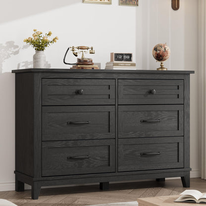 GarveeHome 6 Dresser for Bedroom, 47 in Wide Drawer Dresser with Storage Freestanding, Wooden Closet Storage Chest for Living Room, Bedroom, Entryway, Ash Grey