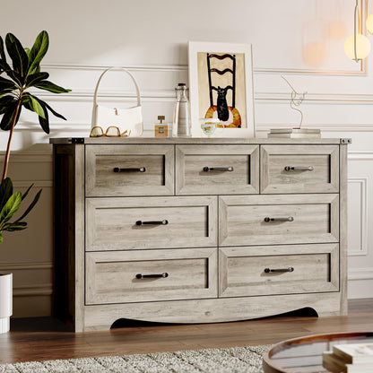 BORNOON 6-Drawer Dresser for Bedroom, Modern Wooden Chest of Drawers with Metal Handles, Anti-Tipping Design, Sturdy and Stable Storage Organizer for Living Room, Entryway, Home Office