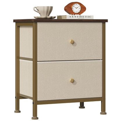 Sweetcrispy Nightstands Set of 2 with 2 Storage Drawer, Small Bedside Table