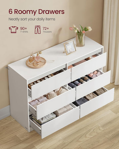 VASAGLE Modern 6-Drawer Dresser, Clothes Storage Cabinet