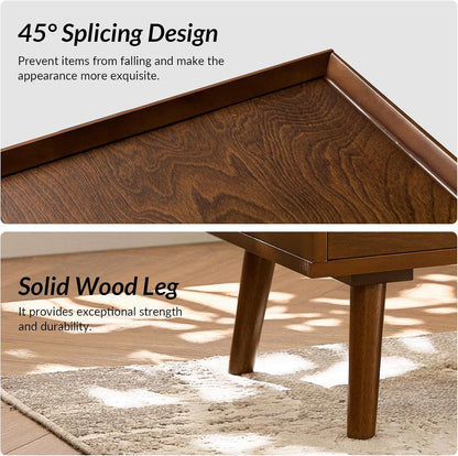 HULALA HOME 2-Drawer End Table with Charge Station, Set of 2 Walnut