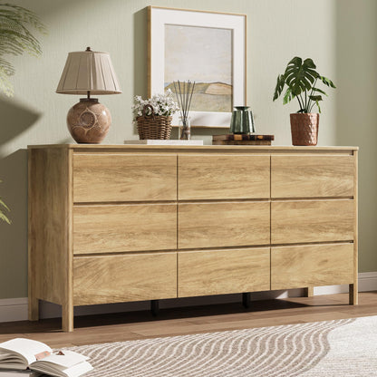 MAISONARIA Walnut 5 Drawer Dresser for Bedroom, 45"Tall Modern Wood Dresser