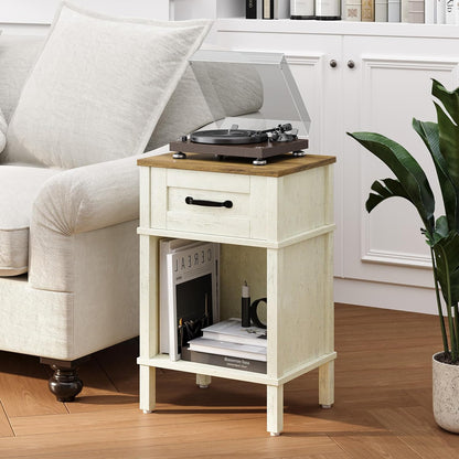 White Farmhouse Nightstands, Nightstand with Drawers, Small Bedside Table
