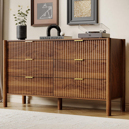 HOUROM Walnut Dresser for Bedroom,63"Wide 9 Drawer Mid Century Modern Chest