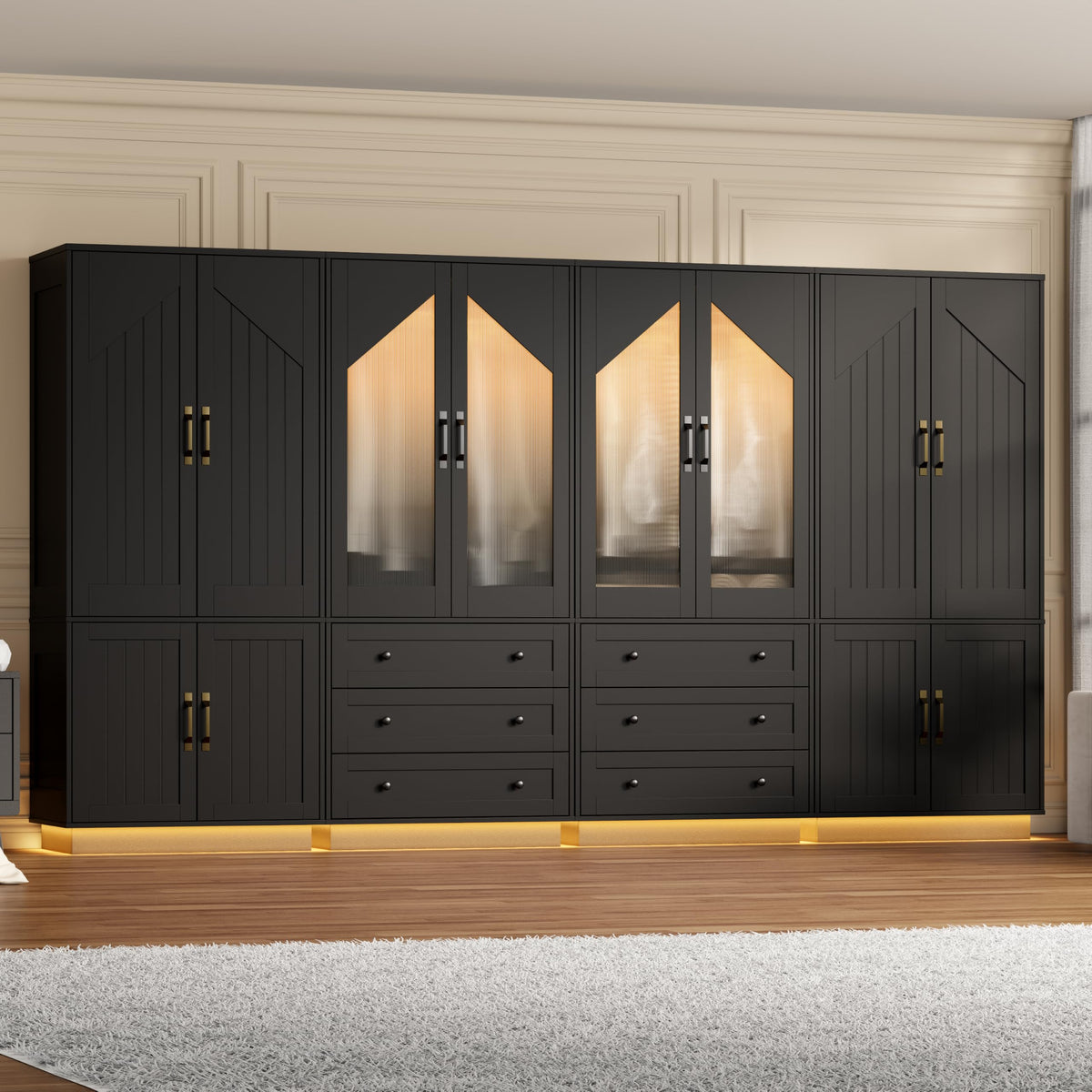 Gyfimoie Tall Armoire Wardrobe Closet with 2 Door and 3 Drawers