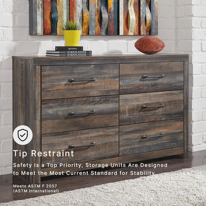 Signature Design by Ashley Rustic 6 Drawer Bedroom Dresser, Drystan