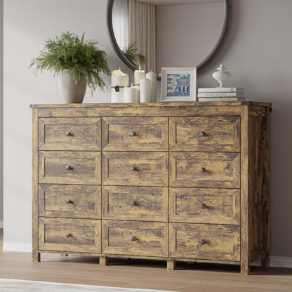 BORNOON 9-Drawer Dresser, Modern Wooden Storage Chest of Drawers, Dresser TV Stand, Wood Drawer Organizer with Metal Handles for Bedroom, Living Room, Hallway