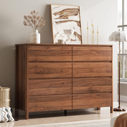 MAISONARIA Walnut 5 Drawer Dresser for Bedroom, 45"Tall Modern Wood Dresser