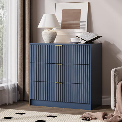 MAISONARIA 55" Wide Fluted 6-Drawer Double Dresser for Bedroom, Black