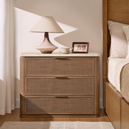 Night Stand Set 2, Rattan Nightstand with 2 Drawers