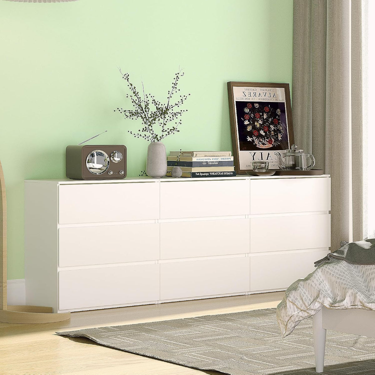 woodtalks 3 Drawer Dresser, Wood Chest Drawers with Storage for Closet, Bedroom, Living Room and Hallway, Drawers Dresser Bedside Nightstand, White