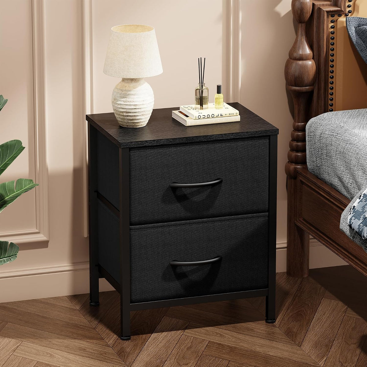 Sweetcrispy Nightstands Set of 2 with 2 Storage Drawer, Small Bedside Table