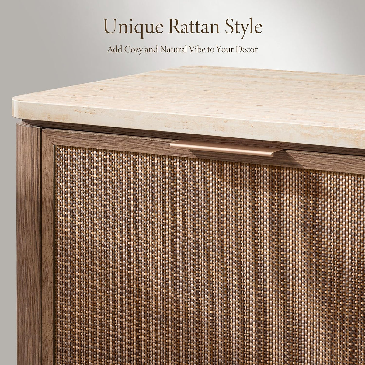 Night Stand Set 2, Rattan Nightstand with 2 Drawers