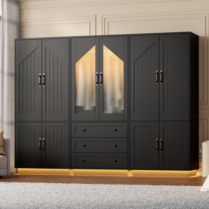 Gyfimoie Tall Armoire Wardrobe Closet with 2 Door and 3 Drawers
