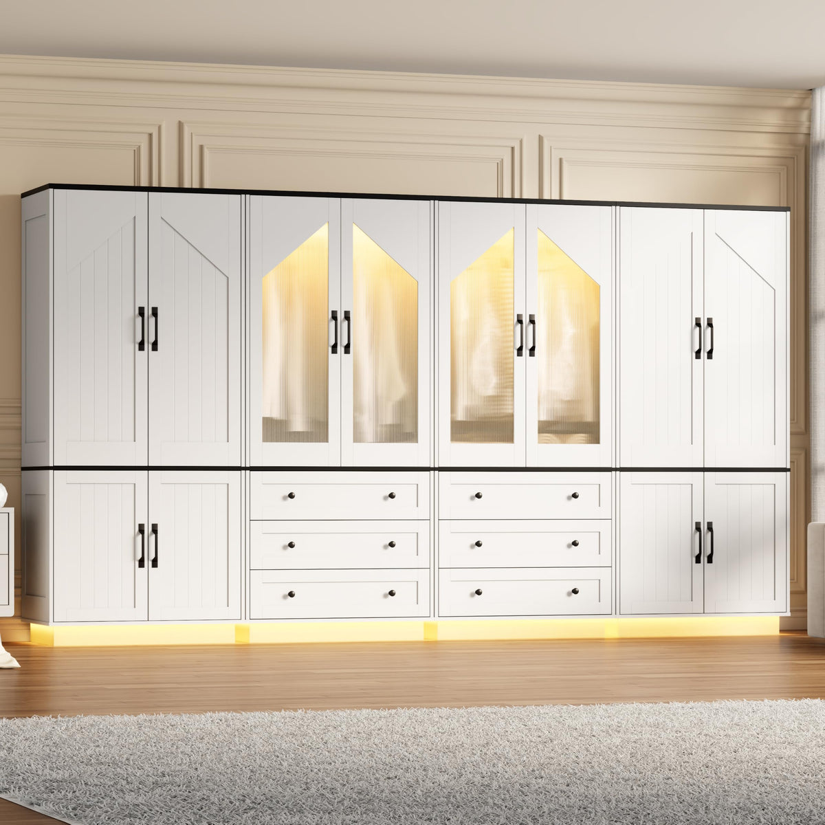 Gyfimoie Tall Armoire Wardrobe Closet with 2 Door and 3 Drawers