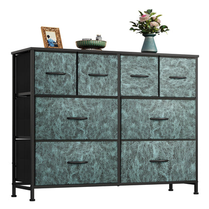 WLIVE Wide Dresser for Bedroom, 8 Drawer Chest of Drawers, Black Wood Grain