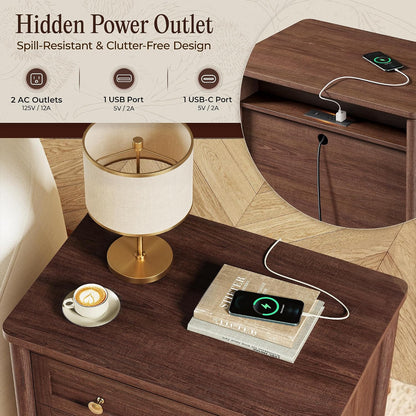 Huuger 27''H Tall Nightstands with Hidden Charging Station