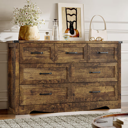 BORNOON 6-Drawer Dresser for Bedroom, Modern Wooden Chest of Drawers with Metal Handles, Anti-Tipping Design, Sturdy and Stable Storage Organizer for Living Room, Entryway, Home Office