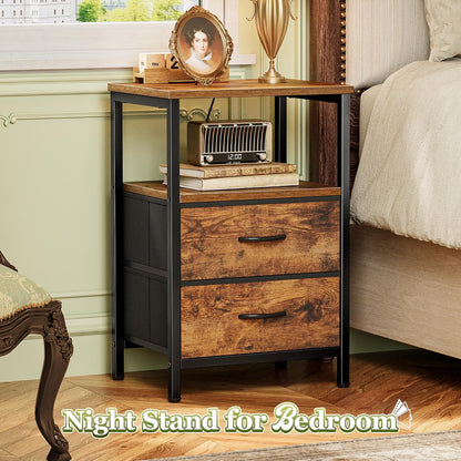 Huuger Night Stand Set of 2, Nightstand with 2 Drawers, Bedside Table