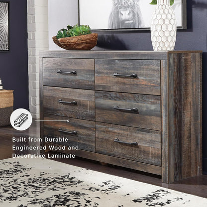 Signature Design by Ashley Rustic 6 Drawer Bedroom Dresser, Drystan